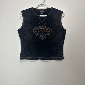 Harley-Davidson Black Tank with Brown Distressed Graphic